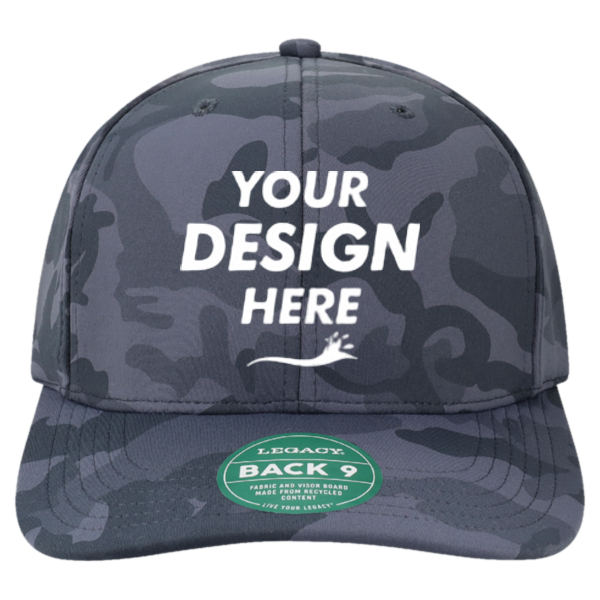 LEGACY Back Nine Cap, Midnight Camo, Front view, Mockup