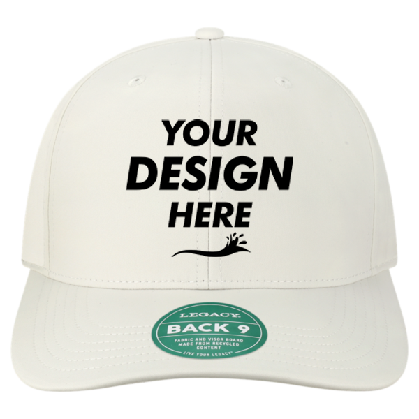 LEGACY Back Nine Cap, White, Front view, Mockup