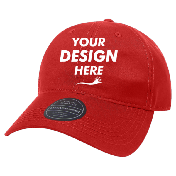 LEGACY Cool Fit Adjustable Cap, Scarlet, Front view, Mockup
