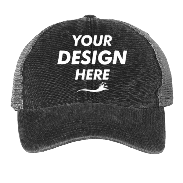 LEGACY Dashboard Trucker Cap, Black / Black / Black, Front view, Mockup
