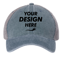 LEGACY Dashboard Trucker Cap, Blue Steel / Grey / Grey, Front view, Mockup