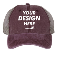 LEGACY Dashboard Trucker Cap, Burgundy / Grey / Grey, Front view, Mockup