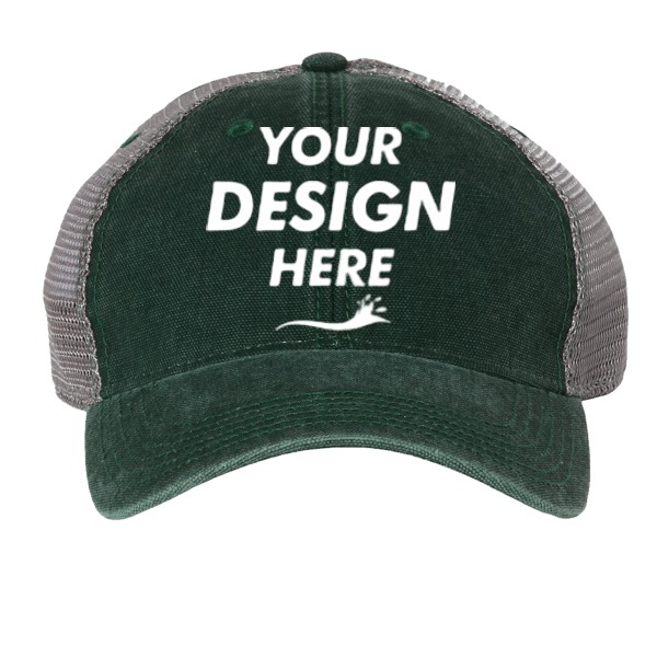 LEGACY Dashboard Trucker Cap, Dark Green / Grey / Grey, Front view, Mockup