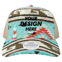 LEGACY Five-Panel Adjustable Cap, Aztec / Aztec, Front view, Mockup