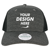 LEGACY Five-Panel Adjustable Cap, Black / Black, Front view, Mockup