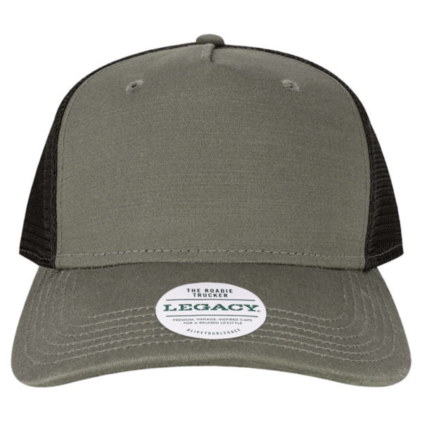 LEGACY Five-Panel Adjustable Cap, Charcoal Slub / Black, Front view