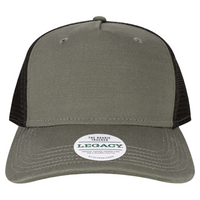 LEGACY Five-Panel Adjustable Cap, Charcoal Slub / Black, Front view