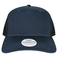 LEGACY Five-Panel Adjustable Cap, Navy Slub / Black, Front view