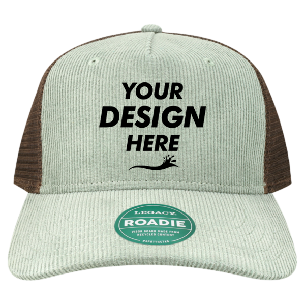 LEGACY Five-Panel Adjustable Cap, Sawgrass Corduroy / Brown, Front view, Mockup