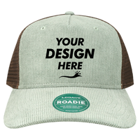 LEGACY Five-Panel Adjustable Cap, Sawgrass Corduroy / Brown, Front view, Mockup