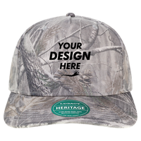 LEGACY Heritage Twill Cap, Faded Wood Camo / Faded Wood Camo, Front view, Mockup