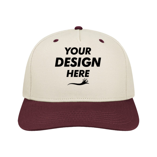 LEGACY Heritage Twill Cap, Stone / Maroon, Front view, Mockup