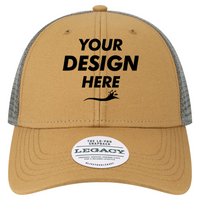 LEGACY Lo-Pro Snapback Trucker Cap, Caramel / Dark Grey, Front view, Mockup