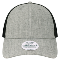LEGACY Lo-Pro Snapback Trucker Cap, Heather Grey / Black, Front view