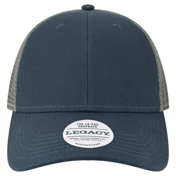 LEGACY Lo-Pro Snapback Trucker Cap, Navy / Dark Grey, Front view