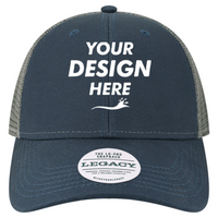 LEGACY Lo-Pro Snapback Trucker Cap, Navy / Dark Grey, Front view, Mockup