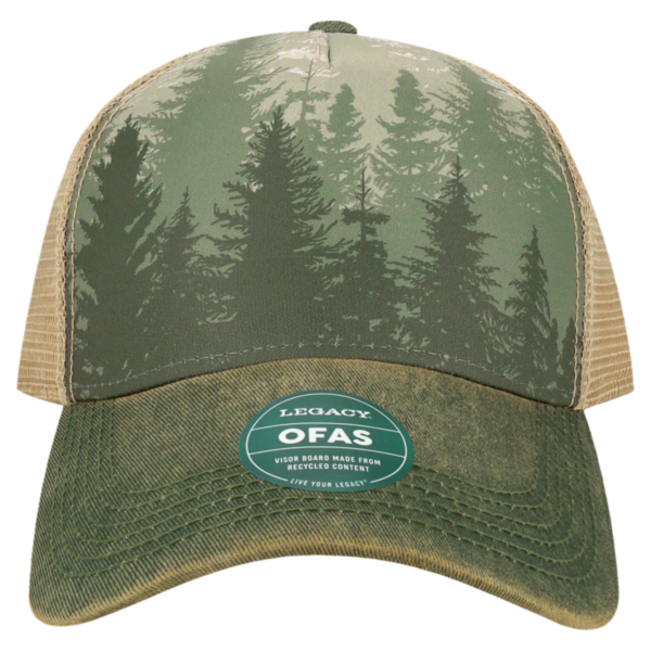 LEGACY Old Favorite Five-Panel Trucker Cap, Deep Forest / Deep Forest / Deep Forest, Front view