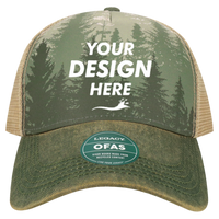 LEGACY Old Favorite Five-Panel Trucker Cap, Deep Forest / Deep Forest / Deep Forest, Front view, Mockup