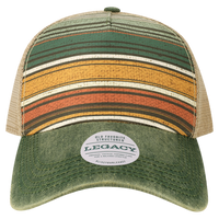 LEGACY Old Favorite Five-Panel Trucker Cap, Green Stripe / Green Stripe / Green Stripe, Front view
