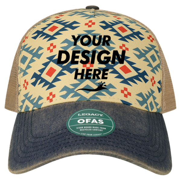 LEGACY Old Favorite Five-Panel Trucker Cap, Navaho / Navaho / Navaho, Front view, Mockup