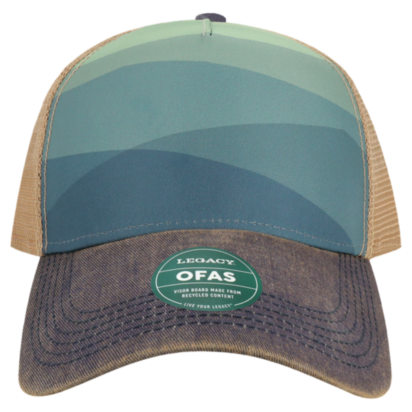 LEGACY Old Favorite Five-Panel Trucker Cap, Rolling Mountains / Rolling Mountains / Rolling Mountains, Front view