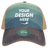 LEGACY Old Favorite Five-Panel Trucker Cap, Rolling Mountains / Rolling Mountains / Rolling Mountains, Front view, Mockup