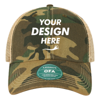 LEGACY Old Favorite Trucker Cap, Army Camo / Khaki / Khaki, Front view, Mockup
