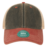 LEGACY Old Favorite Trucker Cap, Black / Cardinal / Khaki, Front view