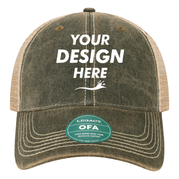 LEGACY Old Favorite Trucker Cap, Black / Khaki / Khaki, Front view, Mockup
