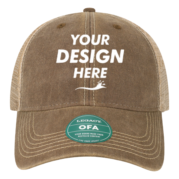 LEGACY Old Favorite Trucker Cap, Brown / Khaki / Khaki, Front view, Mockup