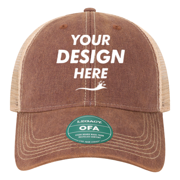 LEGACY Old Favorite Trucker Cap, Burgundy / Khaki / Khaki, Front view, Mockup