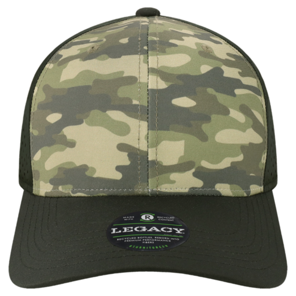LEGACY Reclaim Mid-Pro Adjustable Cap, Dark Olive Green Camo / Black, Front view