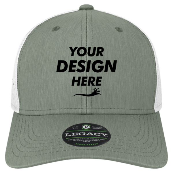 LEGACY Reclaim Mid-Pro Adjustable Cap, Eco Dark Grey / White, Front view, Mockup