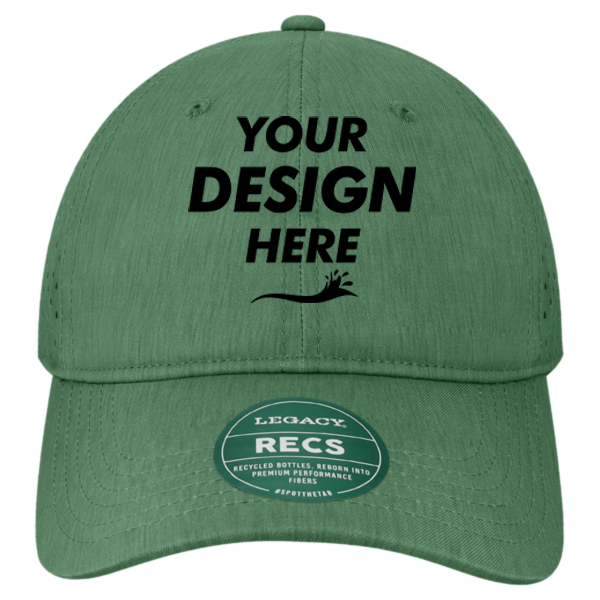 LEGACY Reclaim Sport Mesh Cap, Eco Dark Green, Front view, Mockup