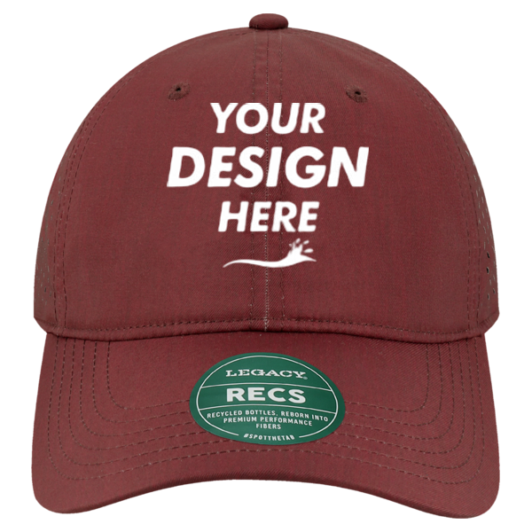 LEGACY Reclaim Sport Mesh Cap, Eco Maroon, Front view, Mockup