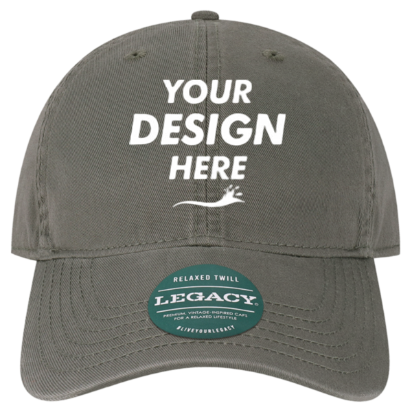 LEGACY Relaxed Twill Dad Hat, Dark Grey / Dark Grey, Front view, Mockup