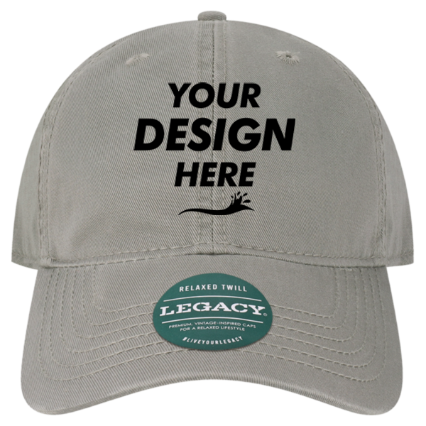LEGACY Relaxed Twill Dad Hat, Grey / Grey, Front view, Mockup