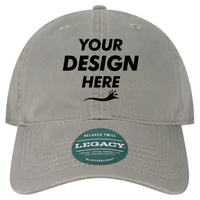 LEGACY Relaxed Twill Dad Hat, Grey / Grey, Front view, Mockup