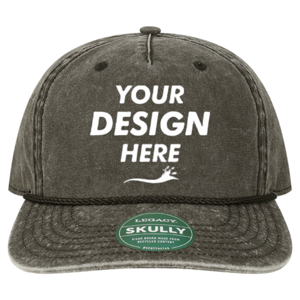 LEGACY Skully Cap, Black / Black, Front view, Mockup