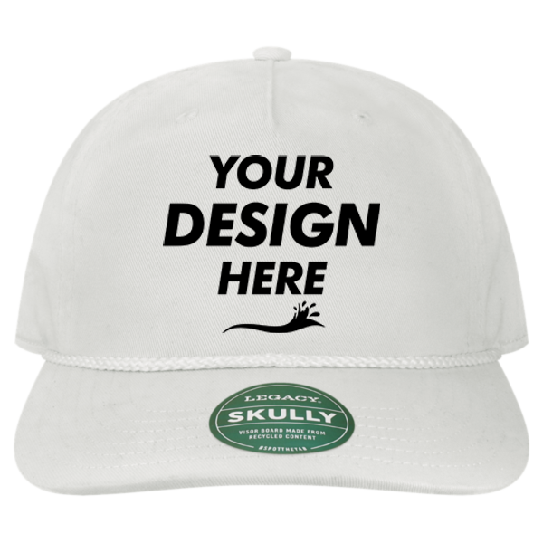 LEGACY Skully Cap, White / White, Front view, Mockup