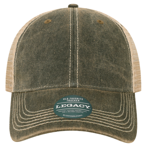 LEGACY Youth Old Favorite Trucker Cap, Black / Khaki / Khaki, Front view