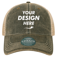 LEGACY Youth Old Favorite Trucker Cap, Black / Khaki / Khaki, Front view, Mockup