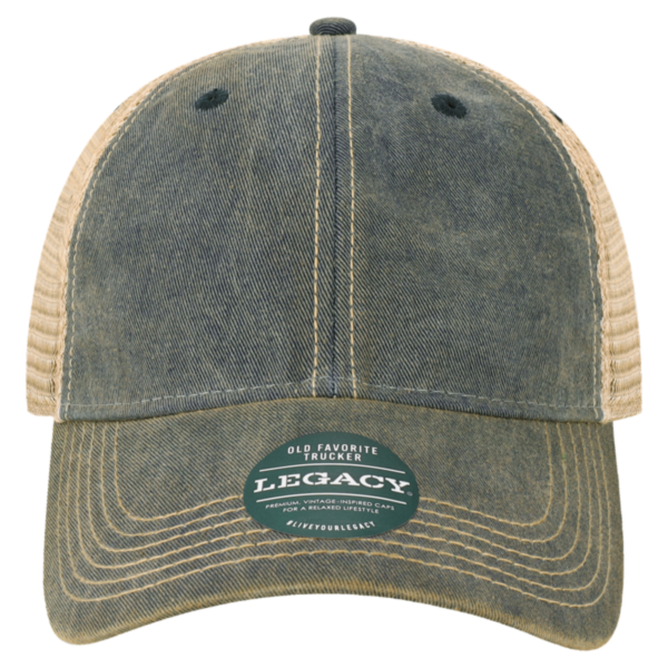 LEGACY Youth Old Favorite Trucker Cap, Navy / Khaki / Khaki, Front view