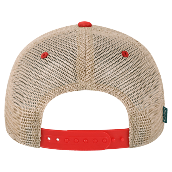 LEGACY Youth Old Favorite Trucker Cap, Scarlet Red / Khaki / Khaki, Back view