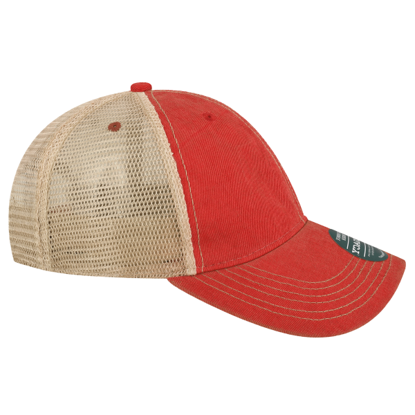 LEGACY Youth Old Favorite Trucker Cap, Scarlet Red / Khaki / Khaki, Right Side view