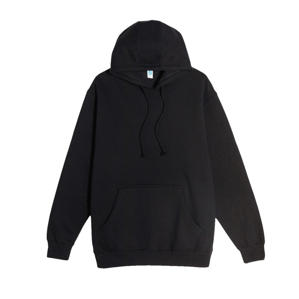 Lane Seven Unisex Heavyweight Pullover Hooded Sweatshirt, Black, Front view