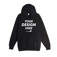 Lane Seven Unisex Heavyweight Pullover Hooded Sweatshirt, Black, Front view, Mockup