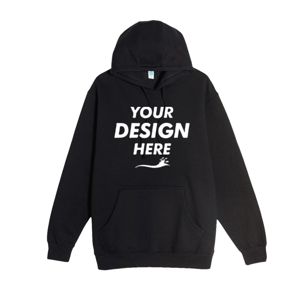 Lane Seven Unisex Heavyweight Pullover Hooded Sweatshirt, Black, Front view, Mockup