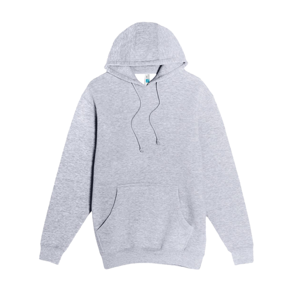 Lane Seven Unisex Heavyweight Pullover Hooded Sweatshirt, Heather Grey, Front view