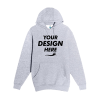 Lane Seven Unisex Heavyweight Pullover Hooded Sweatshirt, Heather Grey, Front view, Mockup